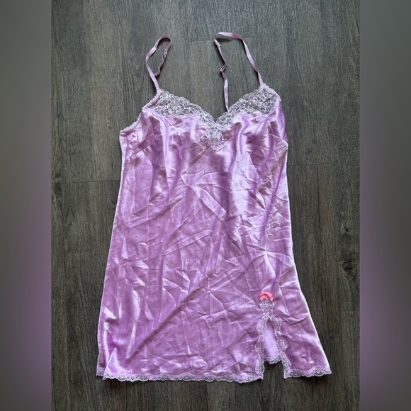 Victoria's Secret Lavender Satin Chemise with Lace - Picture 1 of 5